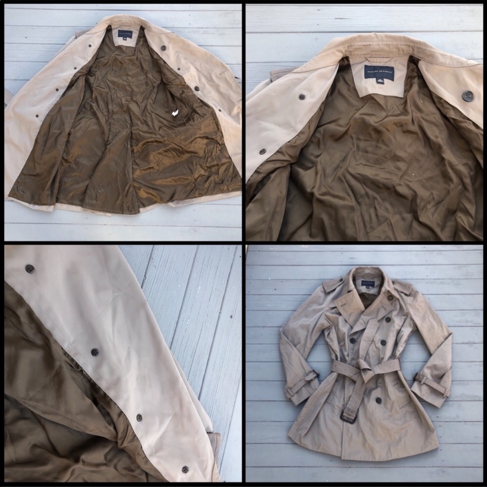 Banana Republic Taupe/Khaki belted trench coat M - Picture 7 of 7